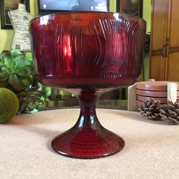Vintage Other - VTG Ruby Hoosier Glass Compote Candy Dish